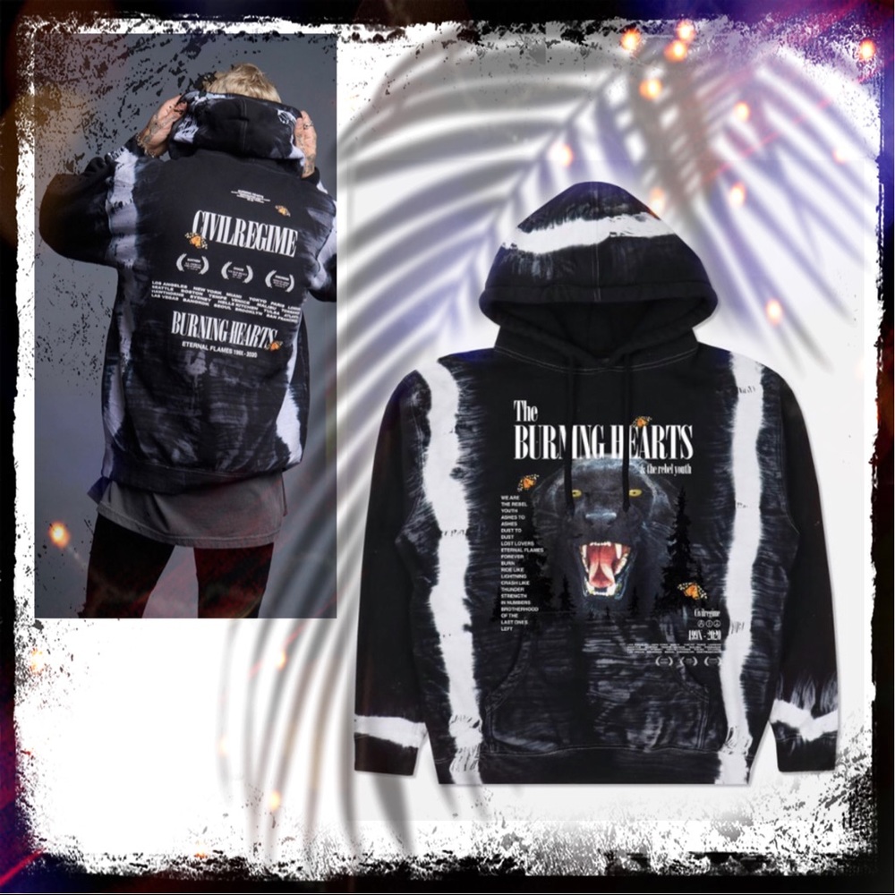 Civil Regime Burning Hearts Hoodie Nightmare wash